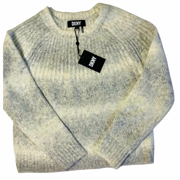 DKNY SWEATER CREW NECK WOMEN  BUBBLE SLEEVES COZY TWO GRAYS TONE COLOR SIZE XS - Picture 10 of 10